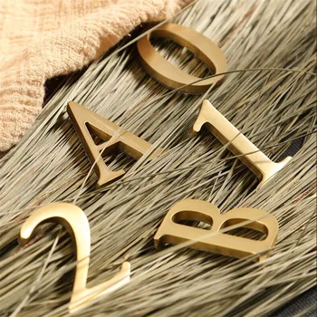 Parede-Adesivo Decoração de Letras de Pura Coppe Adesivo de Bronze Alfabeto, Numerais Combinação de Letras Para a Porta do Hotel Casa Decoração DIY