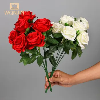 41 cm Artificial de Rosa cor-de-Rosa de Seda Flor Peônia Buquê de 9 cabeças/bundle Falso Flores Para a Casa da Noiva do Casamento de Decoração de Interiores
