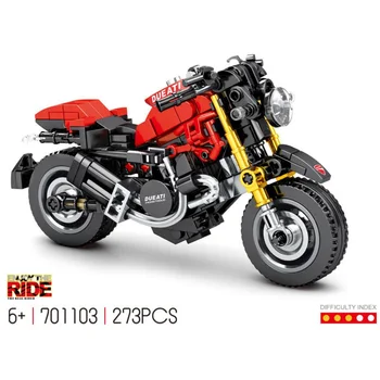 Técnico de construção de bloco Ducati 1200 motocicleta modelo de veículo a vapor de montagem de tijolos de brinquedos educativos coleção para presentes