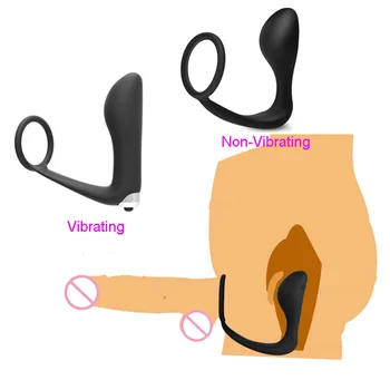 Não-vibração / Vibração Plug anal com Pau Anel Massageador de Próstata Vibrador Anal, Vibrador Mercadorias para Homens Adultos Brinquedos Sexuais 18+ Loja