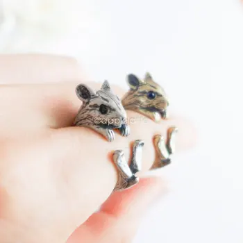 Cxwind Bronze Antigo Vintage Bronze Junta Hamster Anel Médio Dedo Boho Chic Ratos Animal Anéis Para Homens Mulheres abrem Presente anillos