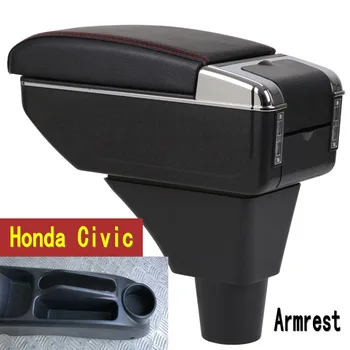 Braço Cotovelo Resto Para Honda Civic EP3 apoio de Braço, Caixa de Centro de Console Central de Armazenamento de Conteúdo com Suporte de Copo de Interface USB
