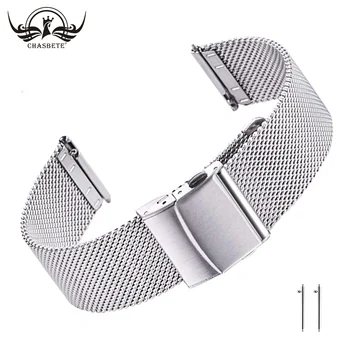 Malha de Aço inoxidável Relógio Banda para homens, Mulheres, de Liberação Rápida de Malha pulseiras de Relógio 16mm 18mm 19mm 20mm 21mm 22mm