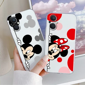 Mickey e bonito Minnie Caso de Telefone Para OPPO Encontrar X2 X3 X5 Pro Lite Neo 5G Reno 2 4 5 6 7 Lite Z Pro SE Transparente Funda Tampa