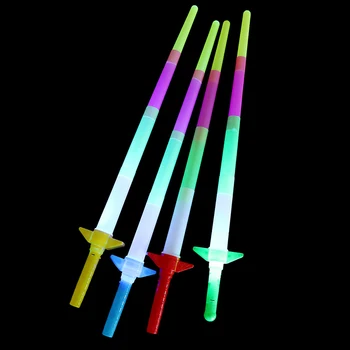 Arco-íris Brilho Espada Extensível Luz Brinquedos Varinhas de Piscamento do Diodo Varas Parte 4 Seção Brilho Colorido Varas Crianças Brinquedo