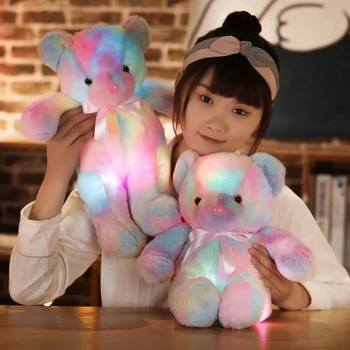 Criativo Luz LED ursinho de Pelúcia Colorida Brilhante Urso de Pelúcia Luminosa Brinquedo de peluche Macio Boneca Para Crianças Meninas de Presente de Natal