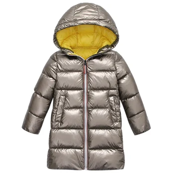 Moda brilhante 2020 inverno novas roupas para crianças espaço Colateral roupa para baixo do casaco de meninos e meninas de bebê a crianças de pelagem grossa e longa