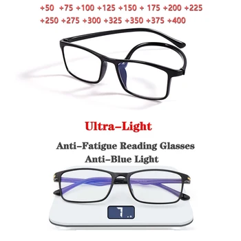TR90 Anti-Luz azul Óculos de Leitura Anti-Fadiga para Homens e Mulheres Leitores Claro -50 -75 -125 -200 -275 -325 -400 para os pais
