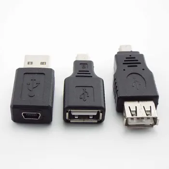 USB 2.0 de UMA Fêmea Macho Para Mini-B 5-Pinos Fêmea/Macho Adaptador de Conector do Tipo Mini-B Divisor de Tomada de PC Smart Phone OTG Conversor