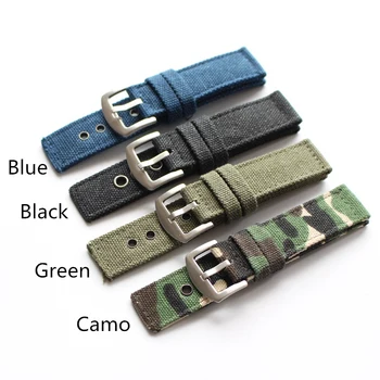 MERJUST 20MM 22MM 24MM Camo Azul Verde Preto Simplicidade Pura Lona Watchbands Cinta Para Militares Relógio de pulseira Bracelete