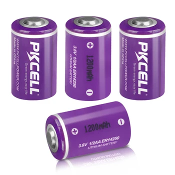 4PCS/monte PKCELL ER14250 3,6 V 1200mAh14250 1/2 Bateria AA LiSOCl2 bateria de Lítio para GPS/Electricidade/Água/Gás, Medidor de