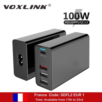 VOXLINK 100W USB C PD100W/87W/65W/45W/30W/18W UE/EUA/reino UNIDO Carregador de Tipo C 4-Porta do Adaptador de Energia para o Macbook Pro 13/15/16 iPhone XR XS