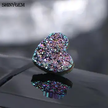 ShinyGem 5PCS 6-10mm Televisão do Amor do Coração de Cristal Mineral de Druzy Sólido Natural Real Esferas de Pedra Para DIY Fazer Jóias, Anéis, Colares