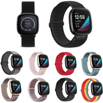Nylon Tecido, Alça para Fitbit Versa3/Senso banda Smart Watch Substituto Pulseira de Esporte Loop Pulseira Fitbit Versa 3 Banda
