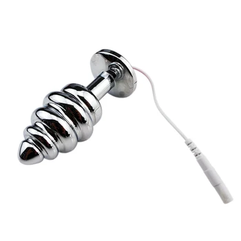 29*72mm Médica Thread Choque Elétrico Espiral Butt Plug de Metal Plug Anal Eletro Choque Brinquedos Sexuais Para os Casais de Produtos do Sexo