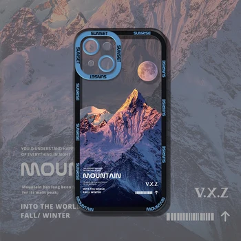 Estética da Neve Montanha Transparente Telefone de Caso Para o iPhone 13 12 11 Pro Max X XR XS Luxo Claro Silicone Macio da Tampa à prova de Choque
