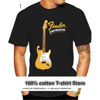 2019 100% Algodão, de Impressão personalizado Camisas T-shirt YNGWIE MALMSTEEN Stratocaster a Guitarra Elétrica T-Shirt Preta