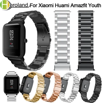 Cinta para Xiaomi Huami Amazfit Bip Juventude Smart Watch 20mm Bracelete pulseira para Huami Bip POUCO Lite Alça de Metal de Aço Inoxidável