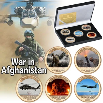 Guerra no Afeganistão de Ouro, Moeda Comemorativa Conjunto De Titular da Moeda do Exército dos EUA Desafio de Moeda Militar recordações para Coleção
