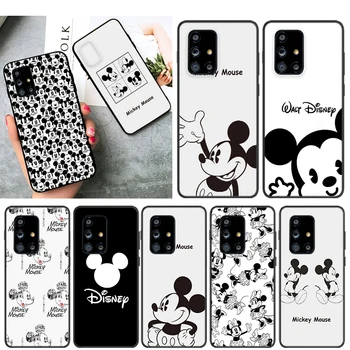 Capa de Silicone Mickey em preto e branco Para Samsung Galaxy A52S A71 A72 A51 A52 A12 A32 A21S A73 A13 A53 4G 5G Preto caixa do Telefone