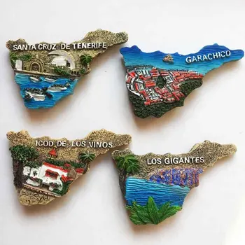NOVO Artesanal Tenerife, Espanha Resina 3D Mapa de Resina Ímã de Geladeira Recordações para Turistas Refrigerador Magnético Adesivos de Decoração para Casa
