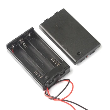 Preto Plástico 3 x AAA Bateria de Armazenamento de Caixa de Caso 3 Slot de Maneira DIY 3A Baterias Titular Clipe Contentor Com Fio Pin