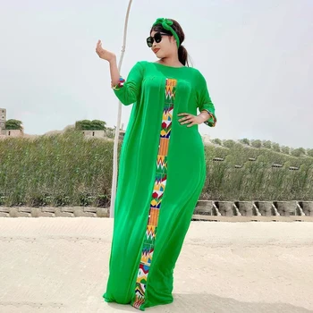 3 Peças Conjunto Boho Solta Sólido De Três Quartos Manga Longa Maxi Africana Vestidos Para Mulheres Kaftan Dubai Abaya Hijab Muçulmano Vestido