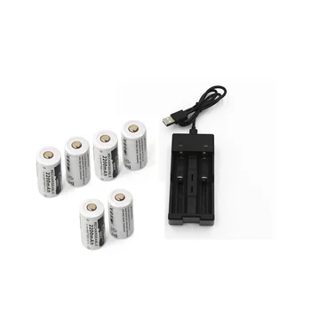 6pcs 3,7 v 2200mAh CR123A bateria de lítio recarregável+1pcs dedicado carregador 16340 câmara/lanterna elétrica Recarregável da Bateria do Conjunto de