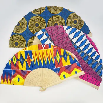 Estilo africano Mão Fã de ancara imprimir Colorido Geométricas Impressão de Dobramento Fãs de Dança Fã de Kung Fu Carnaval Festival Festa de Casamento M