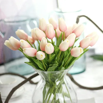 Branco Vermelho Rosa Tulipa Real Toque De Flor Artificial Tulipas Para A Festa De Casamento, Decoração Do Falso Flor, Buquê De Noiva De Presente