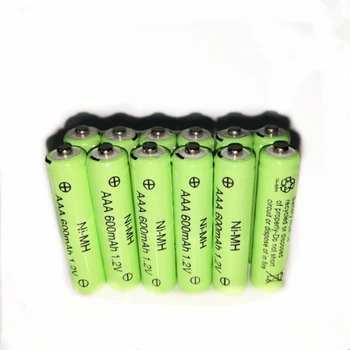 12psc/lote 1.2 v 600mah AAA brinquedo de controle remoto recarregável NI-MH bateria recarregável AAA, 1,2 V 600mAh frete grátis