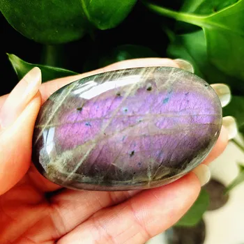 Natral Bela Pedra Preciosa Luz Púrpura De Labrador Palma Pedra De Cristal Feiticeiro Chakra Da Cura Espiritual De Cristal Decoração Home