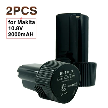 2Pack 10.8 V 2000mAh sem Fios, Ferramentas de Potência da bateria para Makita 2.0 Ah BL1013 de IÕES de Lítio Recarregável LCT204 DF330D TD090D