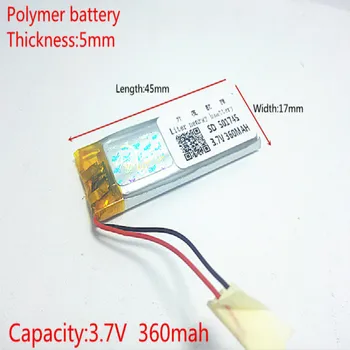 3,7 V 360mAh 501745 de Polímero de Lítio Li-Po li Bateria Recarregável de íon de células Para Mp3 MP4 MP5 móvel de GPS bluetooth