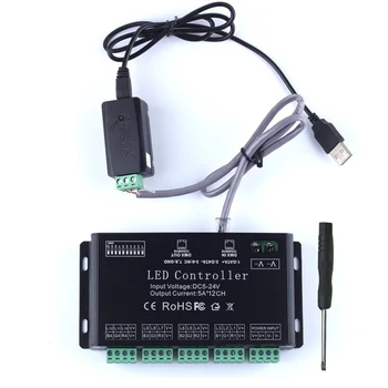 DIY USB DMX512 Controlador DMX512 software de Controle para 12 Canais DMX Decodificador Para DC5V-24V LED LED Strip RGB redutor do controlador