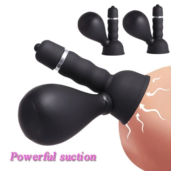 2pcs Vibrador Mamilo Otário Bico de Bomba Massager da Ampliação do Peito, Escova Clítoris Vibrador Brinquedos Sexuais para as Mulheres, a Masturbação Feminina