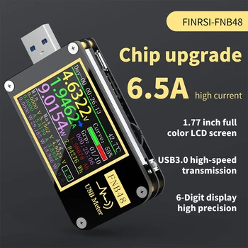 USB Tester Fnb48 USB Voltímetro e o Amperímetro Multifuncional Carga Rápida Testador PPS Rápido Carregamento, o Protocolo de Teste da Capacidade de
