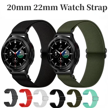 De Nylon, alça de laço para Samsung Galaxy Watch 4/Huawei Assistir GT2/Amazfit GTR Ajustável tecido elástico bracelete pulseira de 20mm 22mm