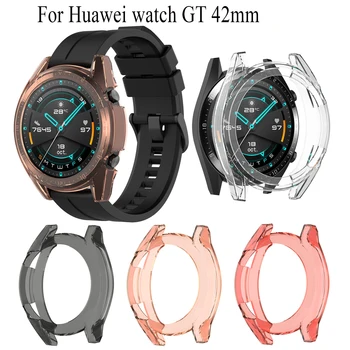 Anti-queda de TPU transparente escudo protetor Tampa Para Huawei assistir GT/GT2 42mm smart watch Metade Coberta de Tela Protetora