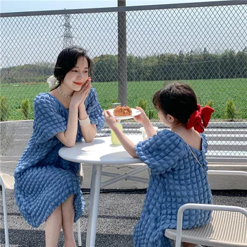 Mamãe Filha De Correspondência De Vestidos De Mamãe E Bebê Menina De Vestido De Verão Coreano Crianças Vestuário De Moda Mãe E Filha Iguais Vestido