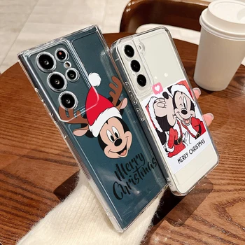 Tampa transparente do Mickey de Disney de Natal Telefone Case Para Samsung S22 S20 S21 FE Ultra Lite Pro S10 S10E S9 S8 S7 Mais de 5G