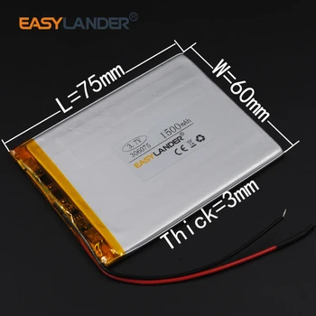 3,7 V 306075 1500mAh bateria de lítio Recarregável do Polímero do Li-íon Para tablet do Banco do poder de GPS Navegador de PDA 036075