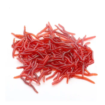 50/100pcs Realistas Vermelho isca de Minhoca Worms Artificial Isca de Pesca de 40mm Iscas Soft Silicone Camarão Sabor Aditivo iscas de Enfrentar