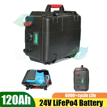 À prova d'água IP67 Lifepo4 24V 120Ah Bateria de Lítio para 80 lbs 88lbs Propulsor Eléctrico Elétrica do Motor de Barco a Hélice+ Carregador