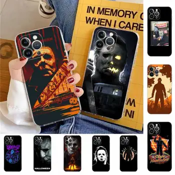 A Maldição De Michael Myers de Halloween Horror Caso de Telefone Para o iPhone 13 14 Pro Max XR XS 12 11 Pro 13 Mini 6 7 8 Mais Clara Capa
