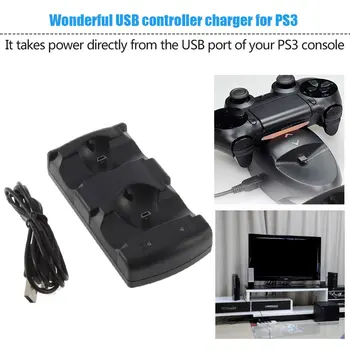 2 in1Dual Carregadores Dupla de Carregamento USB Alimentado Dock Carregador para PlayStation 3 Sony para PS3 Controlador & Mover a Navegação