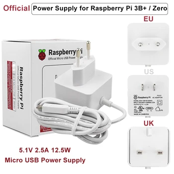 Oficial Raspberry Pi Zero 2 W Fonte de Alimentação 5.1 V 2,5 A US reino UNIDO UE Plug do Carregador Micro USB Adaptador de Energia para o Raspberry Pi 3B 3B+ 2B