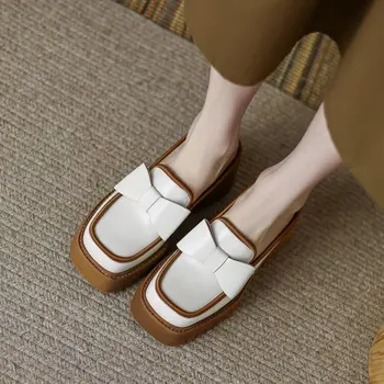 2022 Personalizado Moda Bow Pu Sapatos de Mulheres do Dedo do pé Redondo Primavera de Sapatos Senhoras Sapatos do Designer de Sapatos Brancos Black34-39