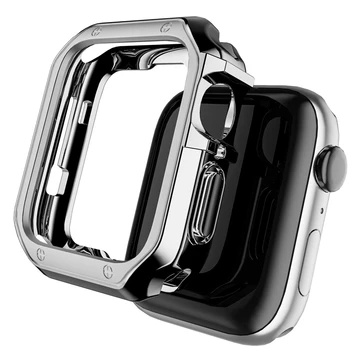 TPU Armadura Case para Apple Relógio 7 Protetor de 45mm 41mm 44mm 40mm Série 6 5 4 SE Acessórios Para iWatch 7 Macio pára-choques