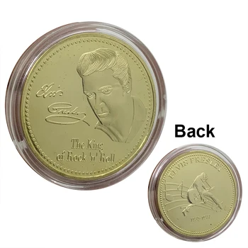 EUA cantor Elvis Presley 1935-1977 a moeda da lembrança O Rei do Rock N Roll de Ouro de Arte Moeda Comemorativa de celebridade coleção de Presente